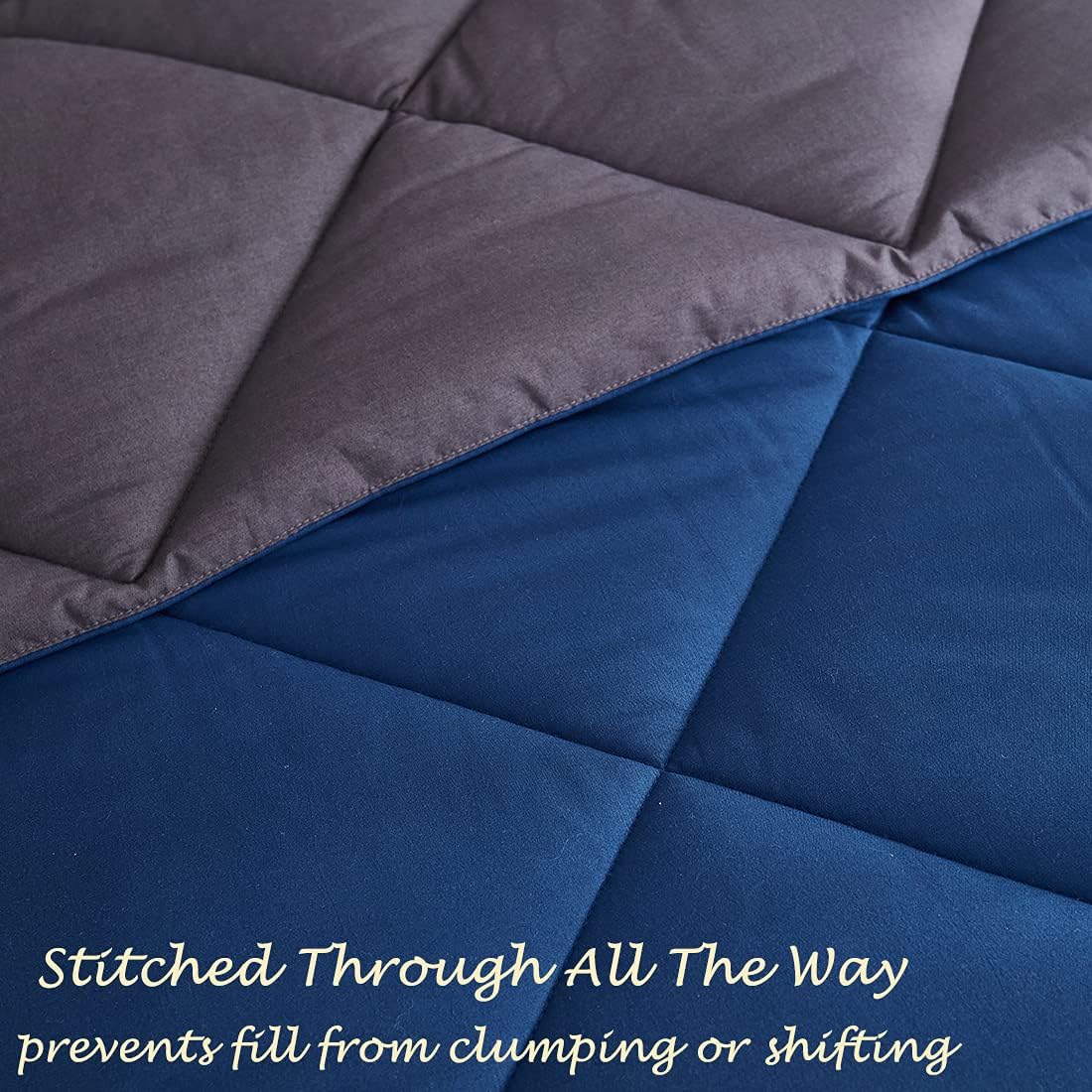 Frabo All Season Down Alternative Comforter Queen Size - Quilted Comforter Reversible Duvet Insert with Plush Microfiber Filler Soft & Lightweight 88x88 inches (Blue, Queen)
