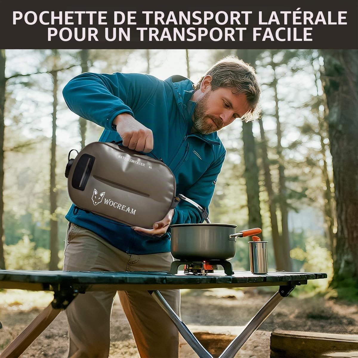 Bidon d'eau Pliable, réservoir d'eau, jusqu'à 8 L, matériau TPU sans BPA, adapté aux Aliments, Sac à Eau de Camping pour Le Camping, la randonnée et la randonnée Blanc