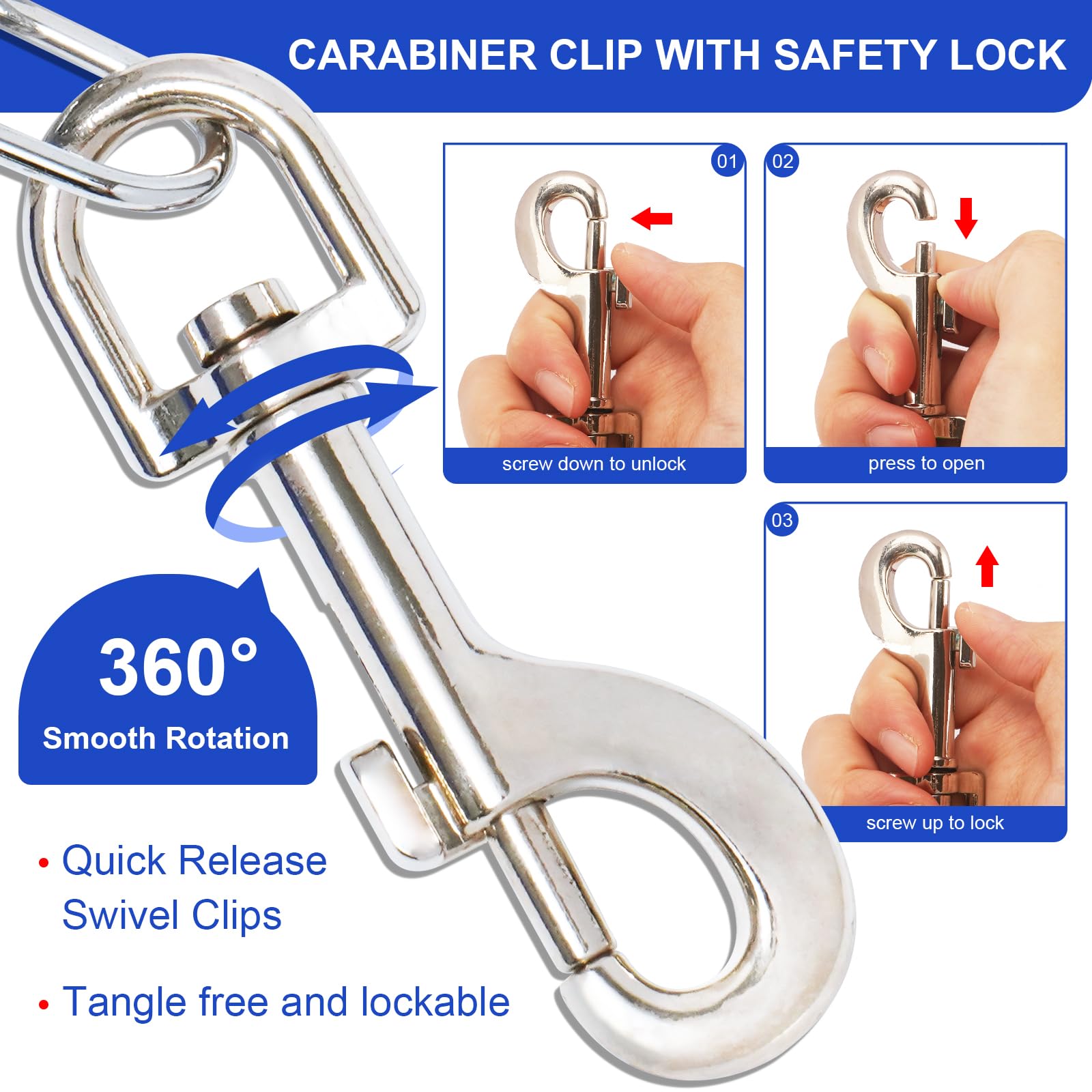 Guinzaglio Per Cani Con Cavo In Acciaio 9m - Ganci Girevoli 360&deg;, Verde, Per Cani Fino A 100kg