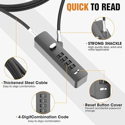 Miniatura 4 de MeBantoo Cerraduras de cable con combinación, cerraduras de cuerda de acero de 4 dígitos con código, cerraduras para casilleros con cables de 3