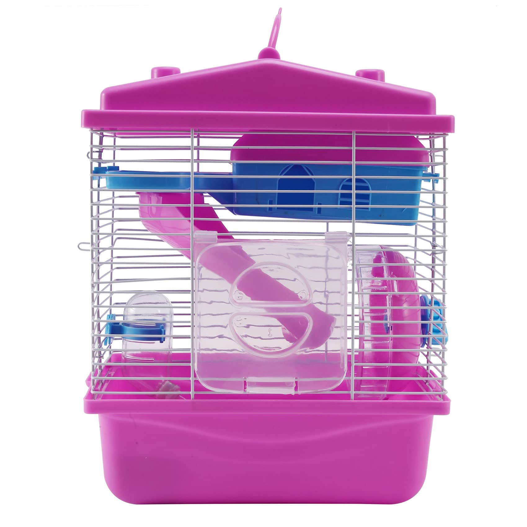 Bumdenuu Jaula de hámster claraboya transparente de doble capa para hámster Golden Pet Rosa