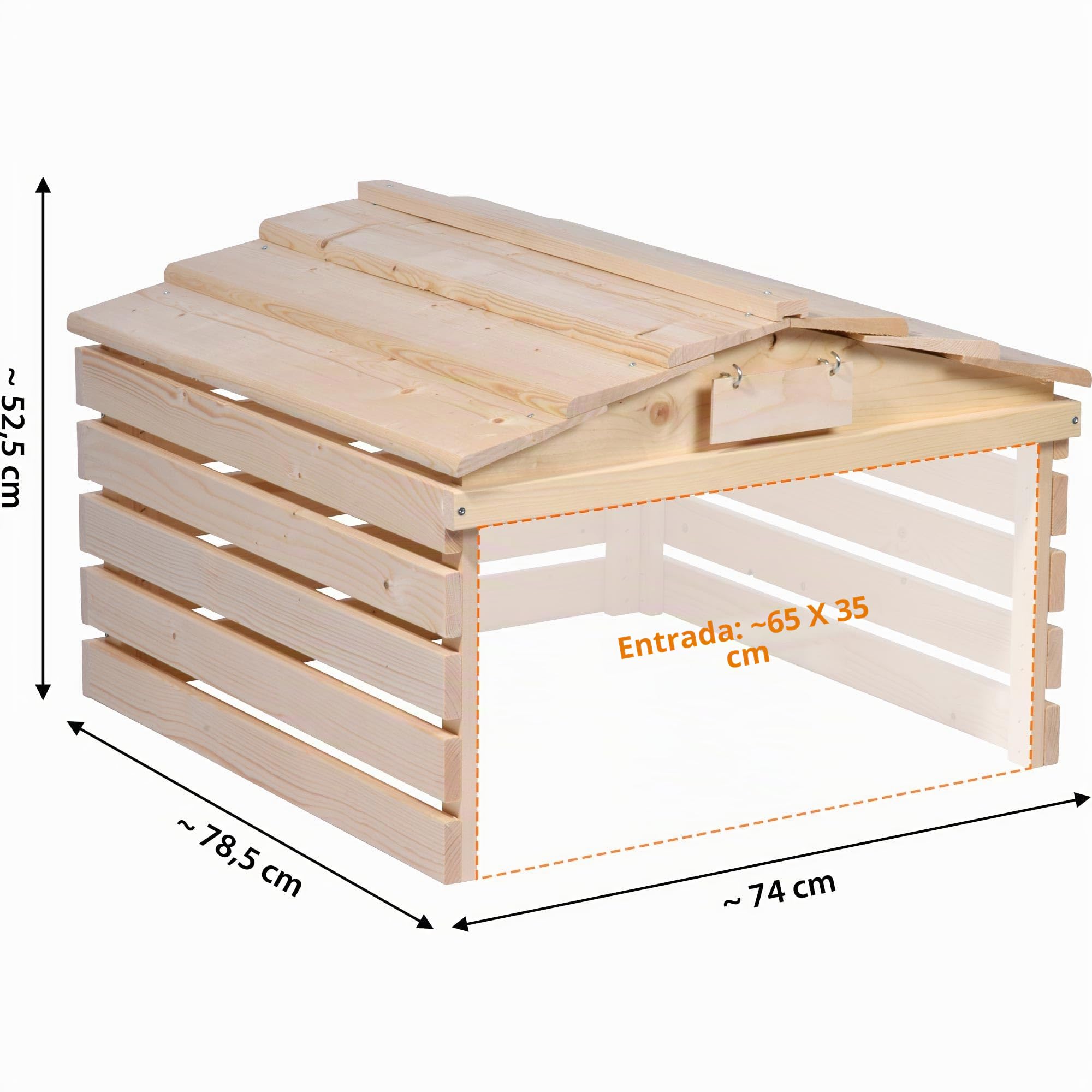 dobar® Garaje para Robot cortacésped de Madera con Techo extraíble, con Escudo Personalizable, 78,5 x 74 x 52,5 cm, Color Natural