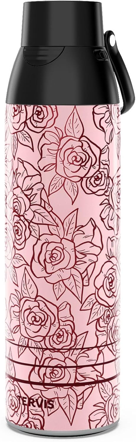 Tervis Venture Water Bottle Secret Admirer Rose Made in USA Double Walled Insulated Tumbler Travel Cup Keeps Drinks Cold & Hot, 26oz, Stainless Steel