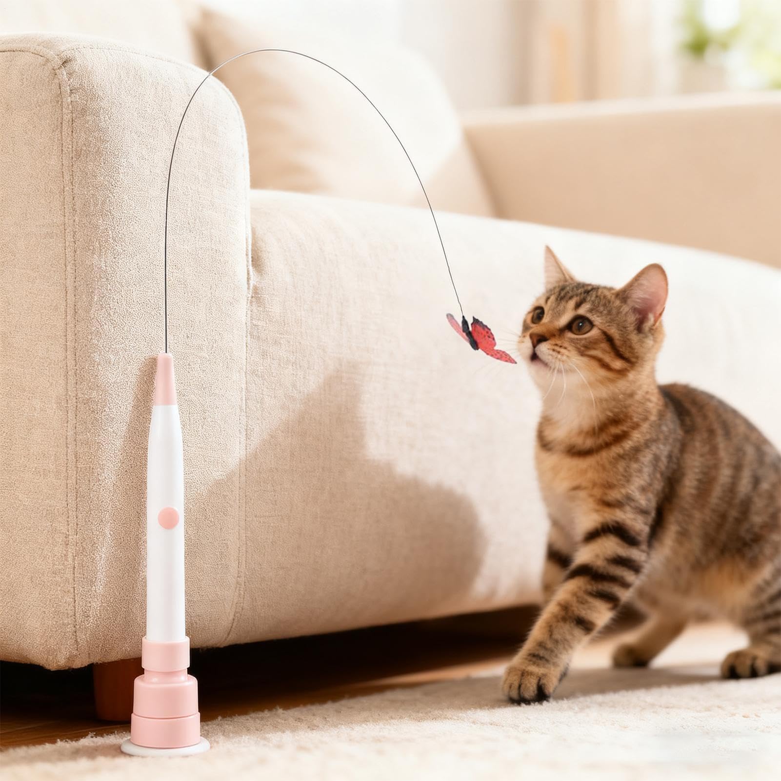 Juguetes para Gatos， Palo de Ejercicio for Mascotas Desmontable 2 Modos: Juguetes interactivos for Gatos Interior