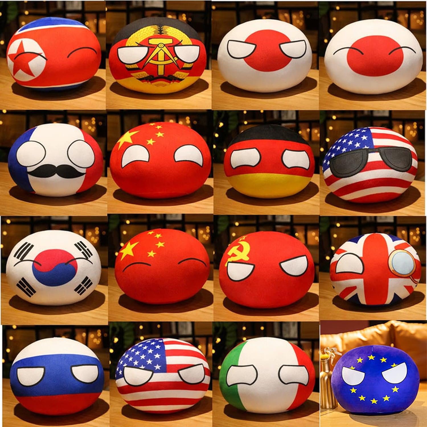 16pcs Country Ball Toy,Plush Pendant Plushie Doll Countryball USSR USA
