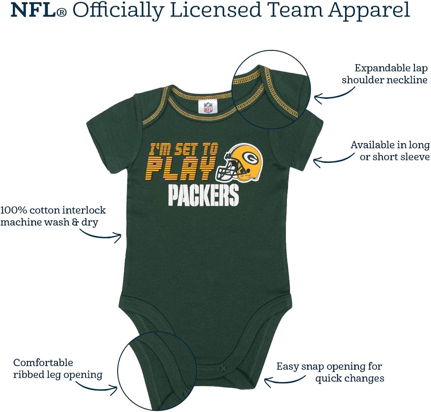 NFL Baby Boys 3 Pack Short Sleeve Bodysuit : Sports & Outdoors