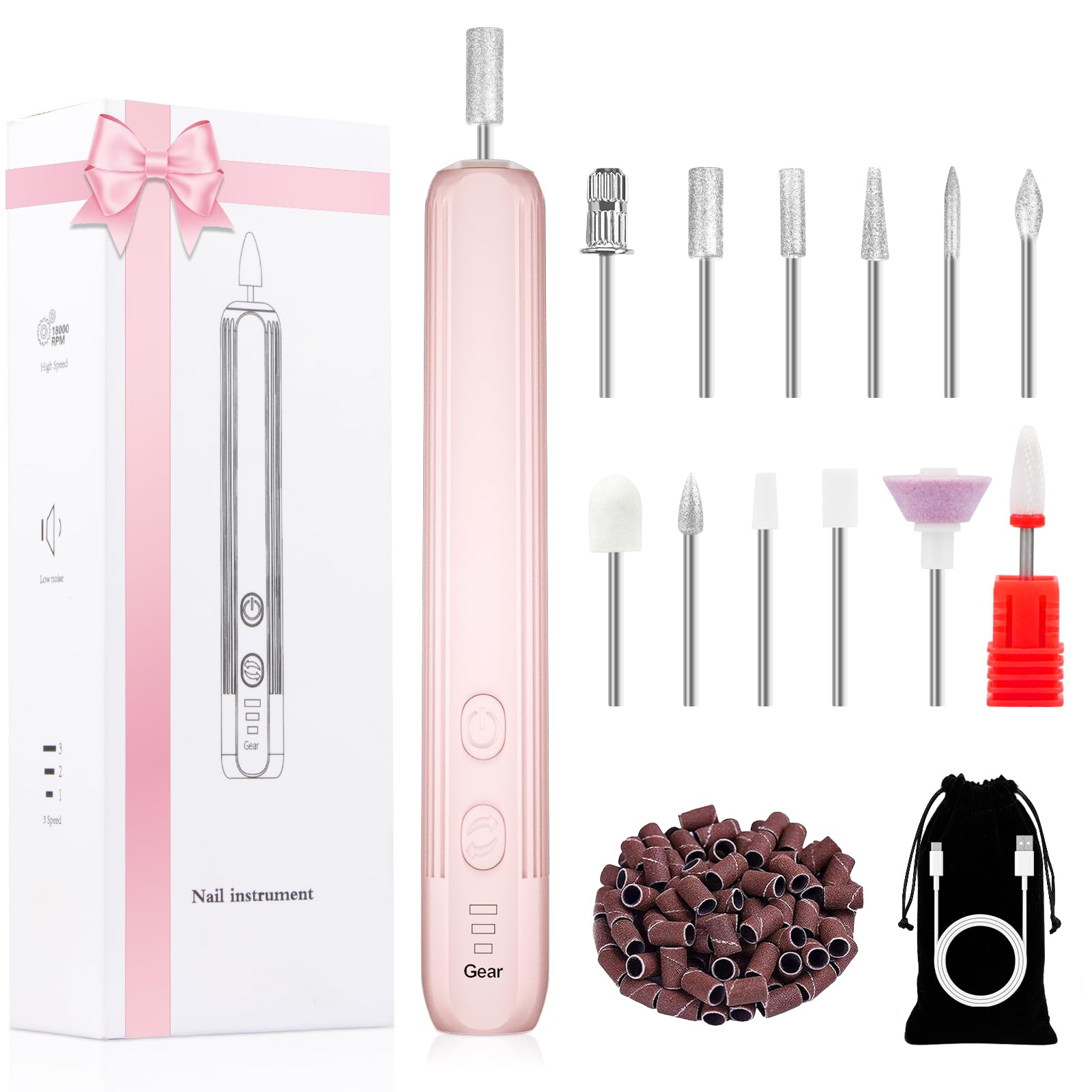Sponsored Ad - Electric Nail Drill, Professional Manicure Pedicure Kit, Cordless Electric Nail File Set, Rechargeable Pedicure Tools for feet, 3 Speeds Hand Foot Care Nail Drill for Thick Nail Toenail Cuticle