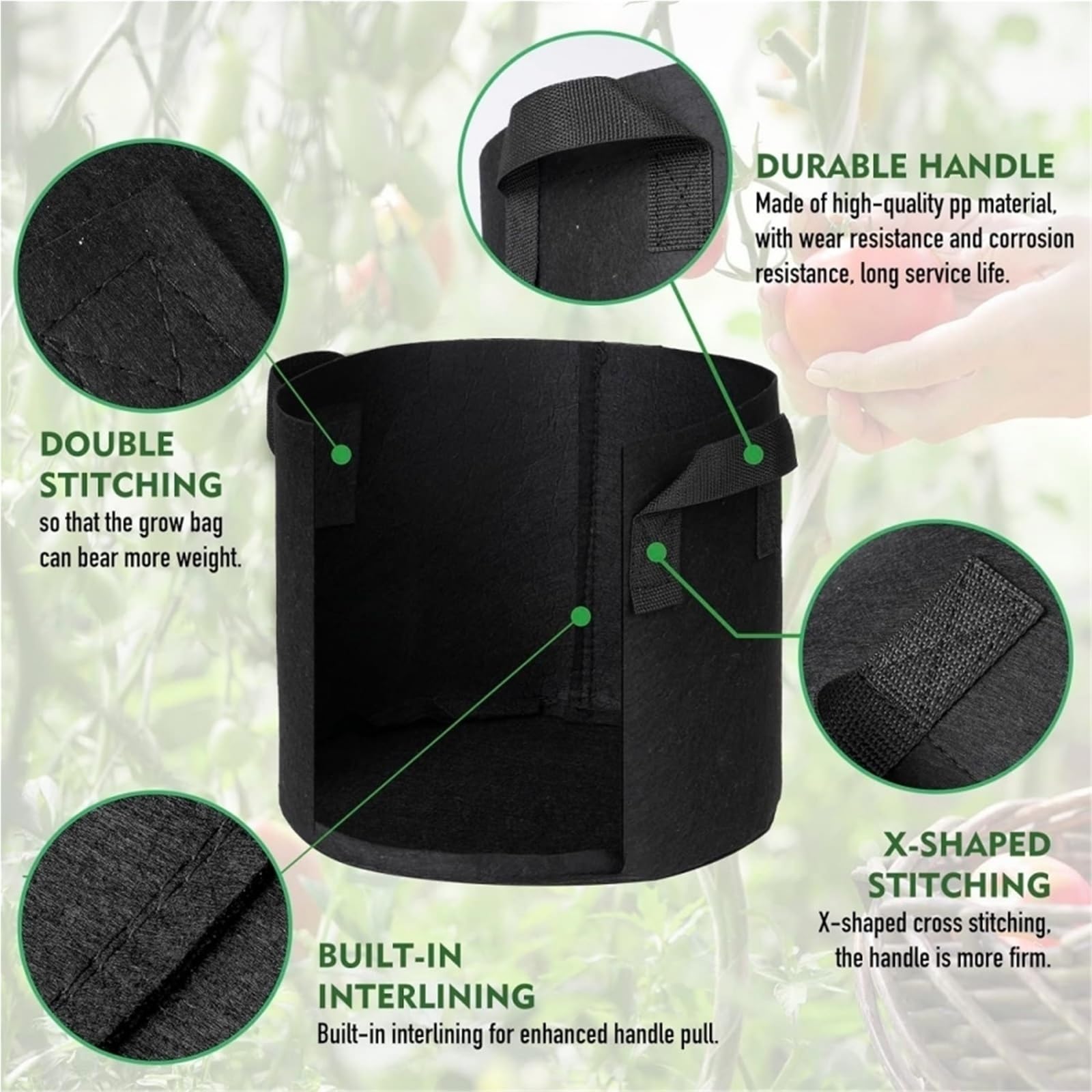 Stofftopf 2 große Pflanzbeutel | 15-100Gal 15-100Gal große Pflanzbeutel(2PCS 50 Gallon)