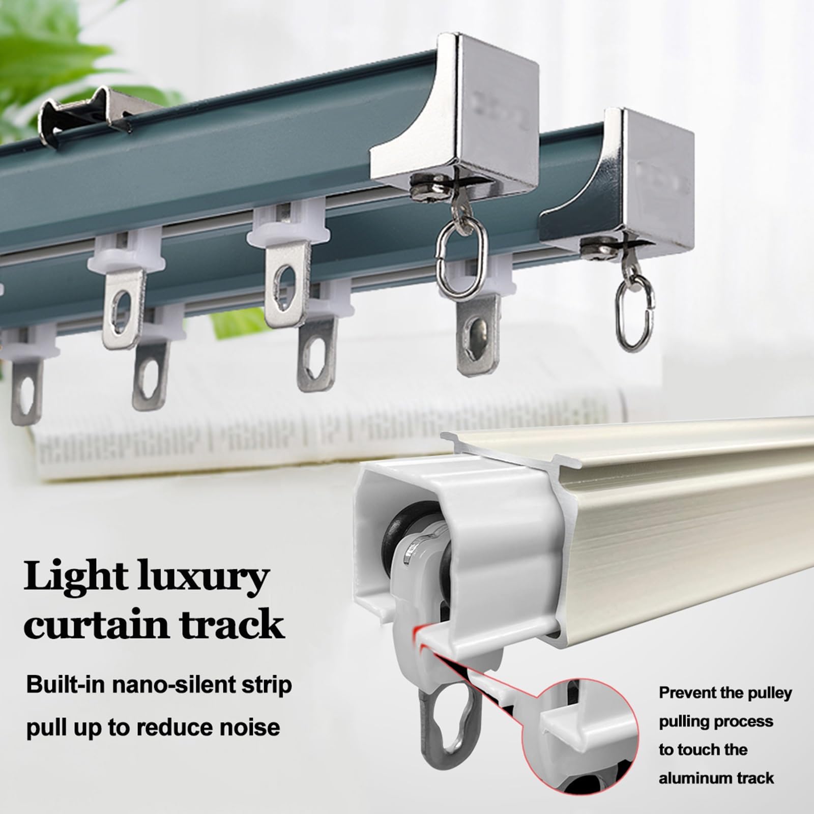 Rail De Rideau Avec Sourdine, Rail Rideaux Plafond Aluminium, Rail Pour Rideaux Séparateur De Pièces, Pour Salon/chambre À Coucher, Montage Au Plafond Ou Au Mur(A-Ceiling,3.0m(2 * 1.5m))