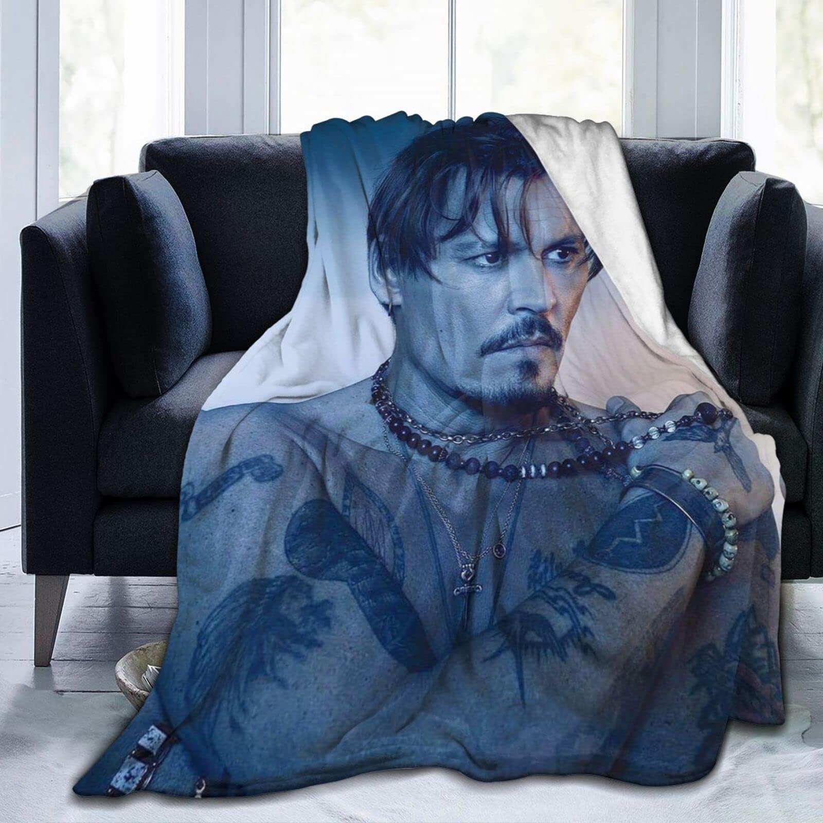 Johnny Actor Depp Flannel Blanket Bedding Fleece Blanket Soft Thow Blankets Air Conditioning Blanket For Sofa Couch Living Room 50x40 inch,Multicolor