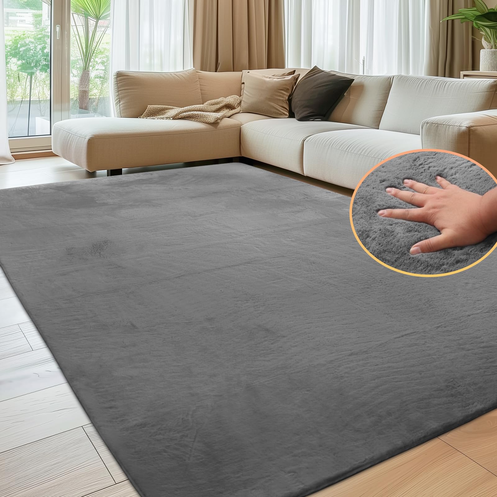 Tapis de salon imitation lapin Sour Lemon 200x300 cm au toucher luxe