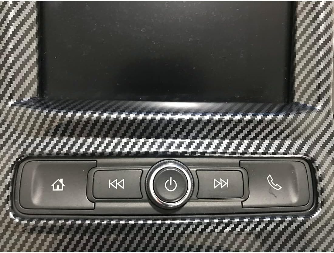 ruihe ‌Carbon Fiber Color Radio & Navigation Control Panel Cover Trim for 2019-2025 GMC Sierra/Chevy Silverado 1500/2500/3500 - ABS Plastic Dash Frame Upgrade（Low Version）