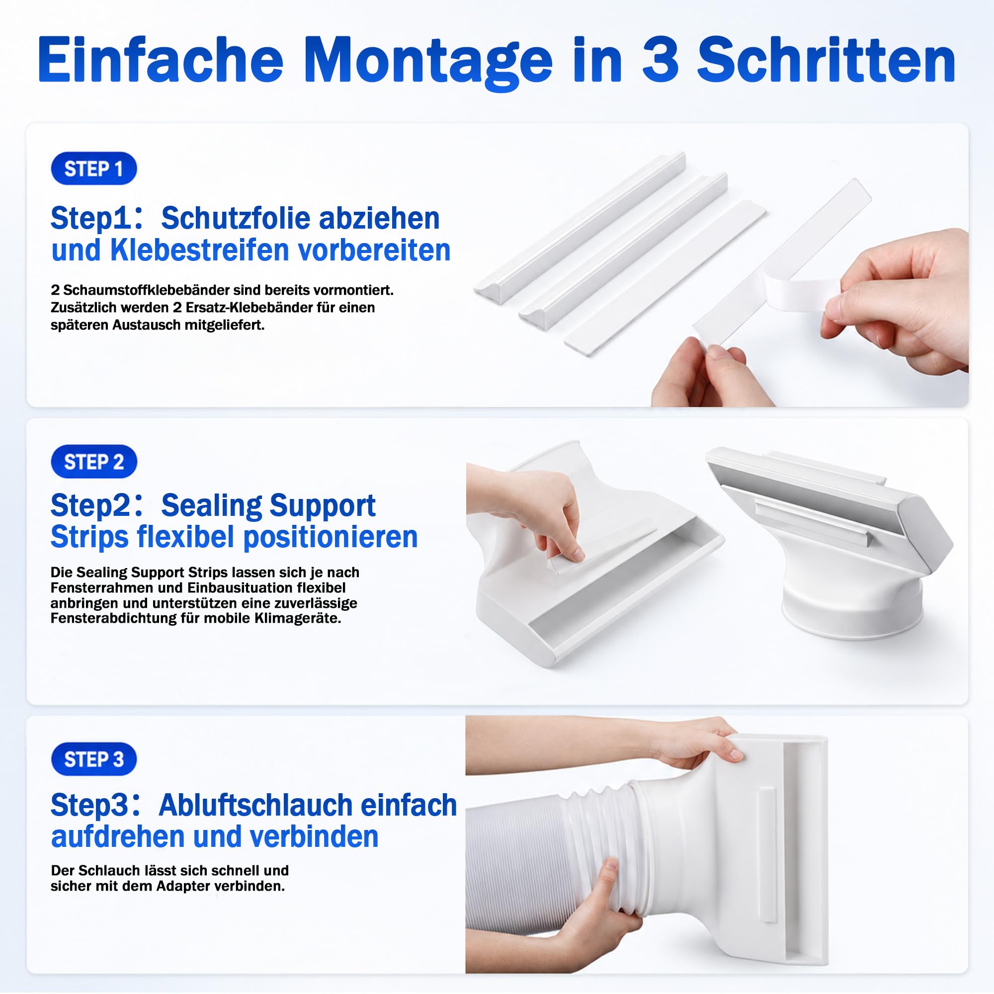 Enhon Fensteradapter Klimaanlage Abluft Ø150 mm, Klimaanlage Fensterabdichtung mit adaptivem Montagesystem, Fensterdurchführung für Kippfenster & Dachfenster, flache Öffnung 24,38 × 3,81 cm