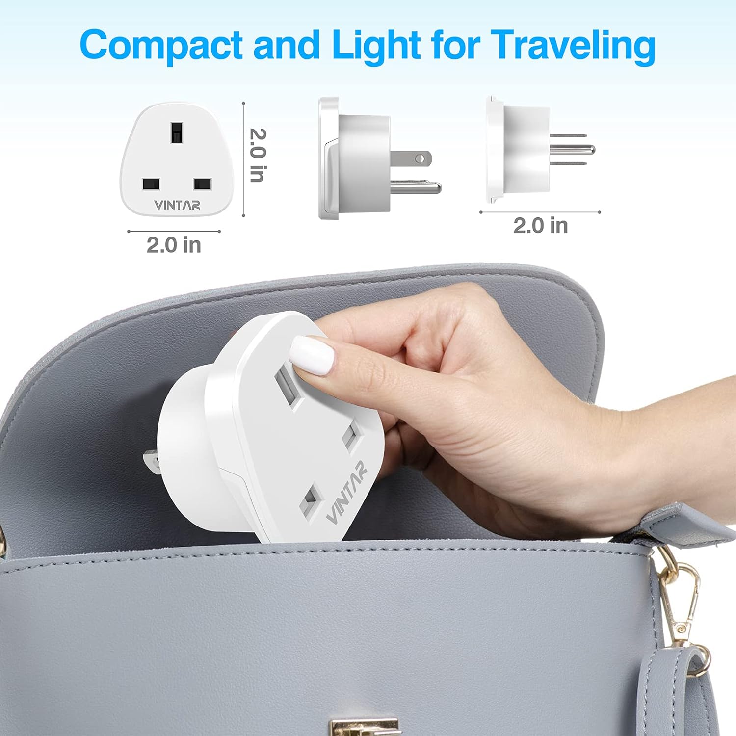 VINTAR UK to USA Plug Adaptor. Travel Socket Converter Adapter for US, Canada, Jamaica, Thailand
