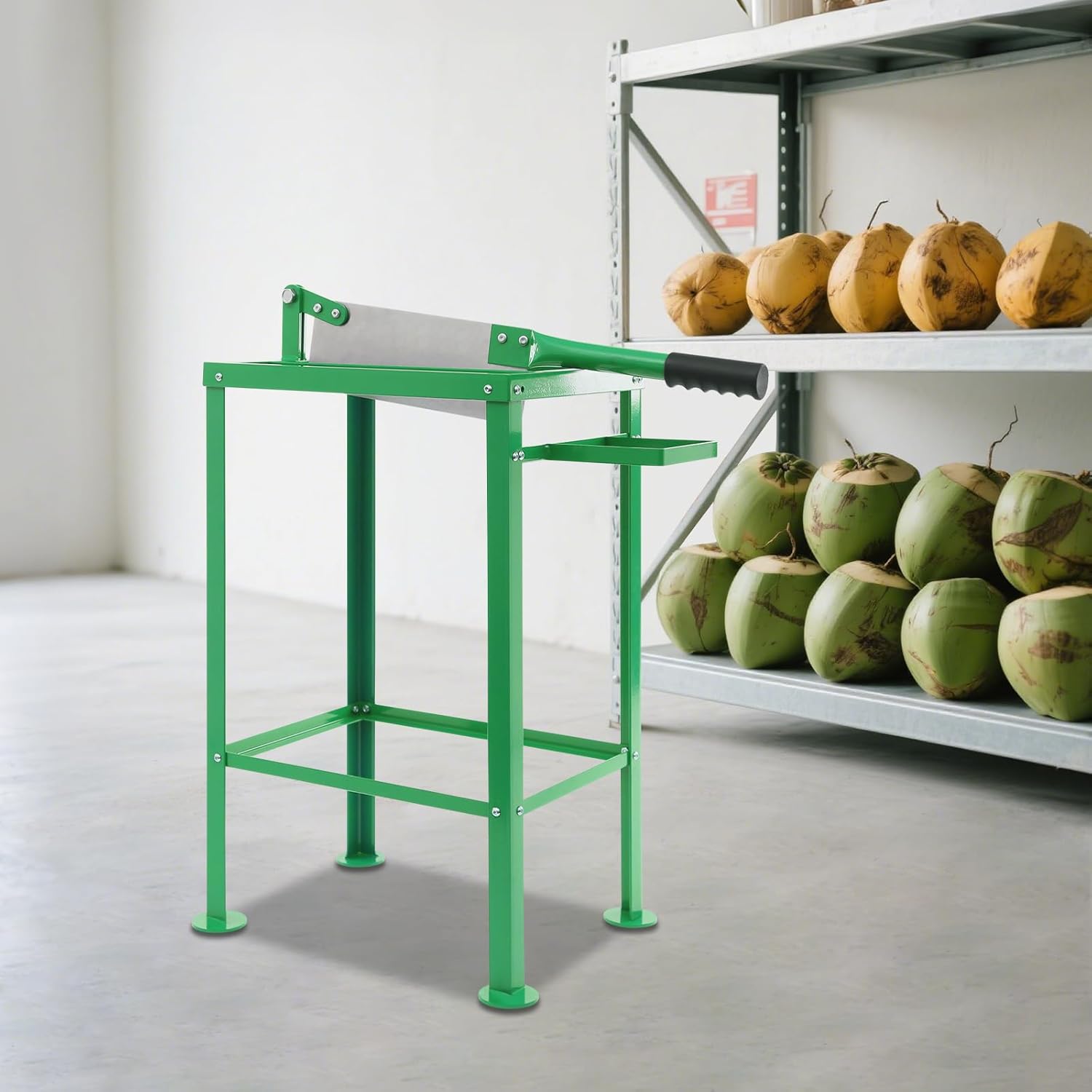 DYRABREST Manual Coconut Cutter Machine, Heavy-Duty Green Coconut Opener Tool with Lever Action, Safe Stable Floor Standing Cracker for Home, Restaurant, Juice Shop