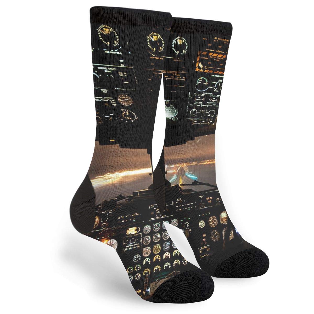 Pengyvv Unisex Multicolor Socks Running Airplanes Men's Novelty Crew Funny Crazy Dress Sock