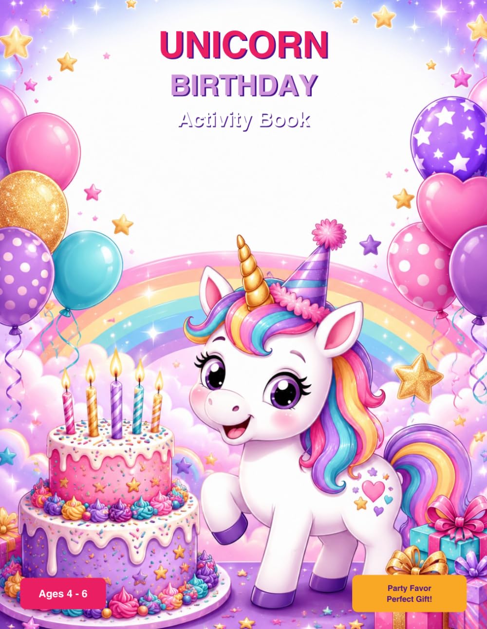Unicorn Birthday Activity Book: Coloring Pages, Mazes & Magical Activities — Perfect Party Favor for Kids