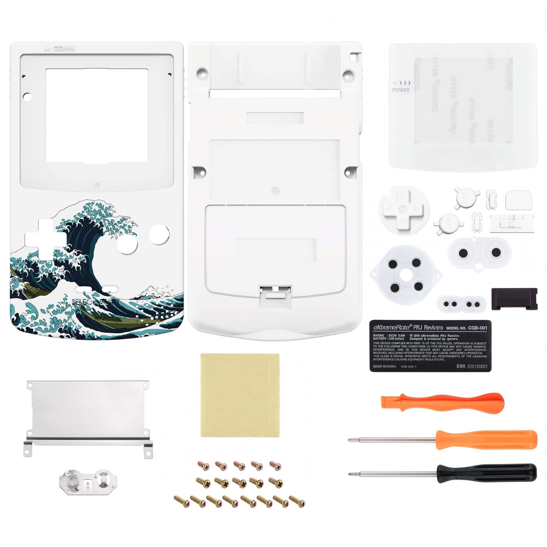 eXtremeRate Cover Scocca Tasti Custodia Pulsanti Shell Ricambio per Gameboy Color Console,Compatibile con GBC OSD IPS&Regular IPS&Standard LCD,NON Include Console&Schermo-Grande Onda