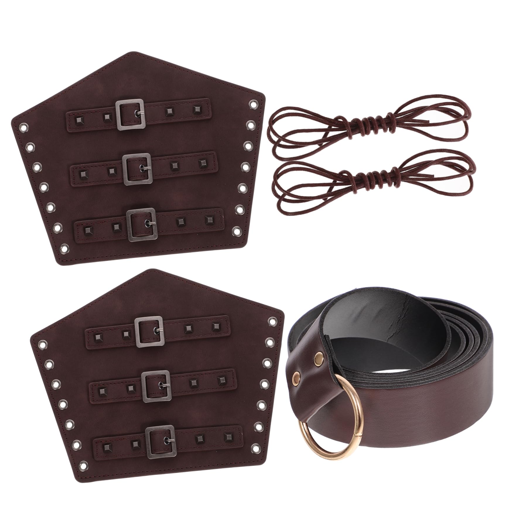 COSMEVIVI 3pcs Mens Medieval Belt Adjustable Leather Wristbands Fashion Viking Accessories for Adults