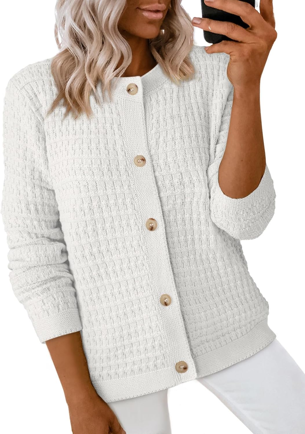 Dokotoo Cardigan Sweaters for Women Lightweight Long Sleeve Open Front 2024 Button Down Jacket Winter