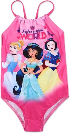 Disney Princess Cinderella Jasmine Snow White Toddler Girls One Piece Bathing Suit Pink 2T