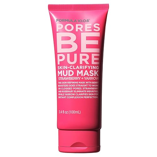 FORMULA 10.0.6 - Máscara de barro aclarante de la piel Pores Be Pure, 3.4 fl oz. Desobstruye los poros, elimina las impurezas para una piel clara,