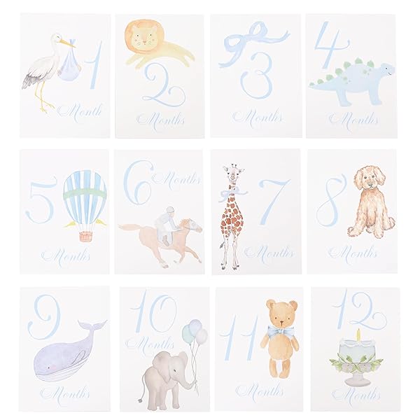 Baby First Holiday Cards - First Year Cards,Monthly Milestone Baby Shower,Milestone Monthly Holiday Photo,Photo Props (blue)