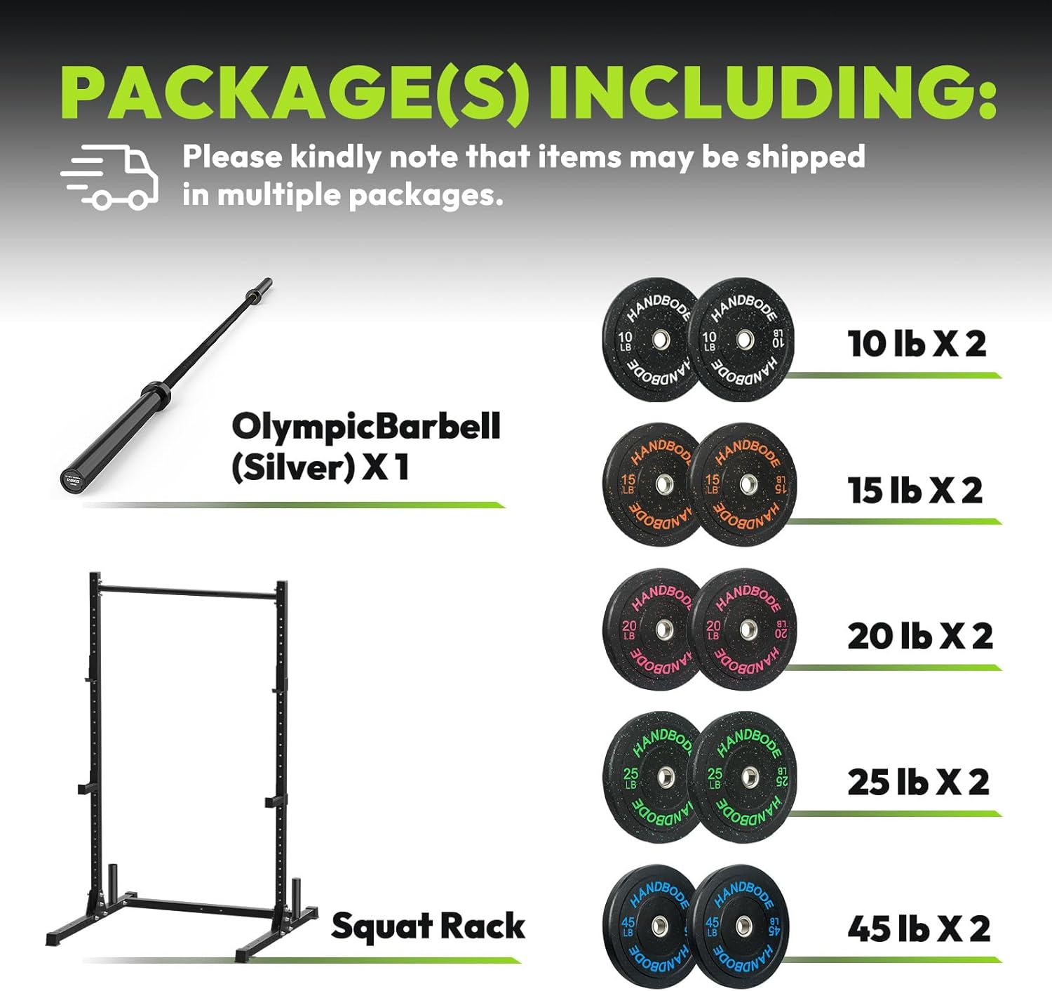 HANDBODE Squat Rack with Pull Up Bar, Adjustable Power Racks for Home Gym, 800 lbs Capacity Bench Press Rack, Fits 6 & 7 FT Barbells for Strength Training