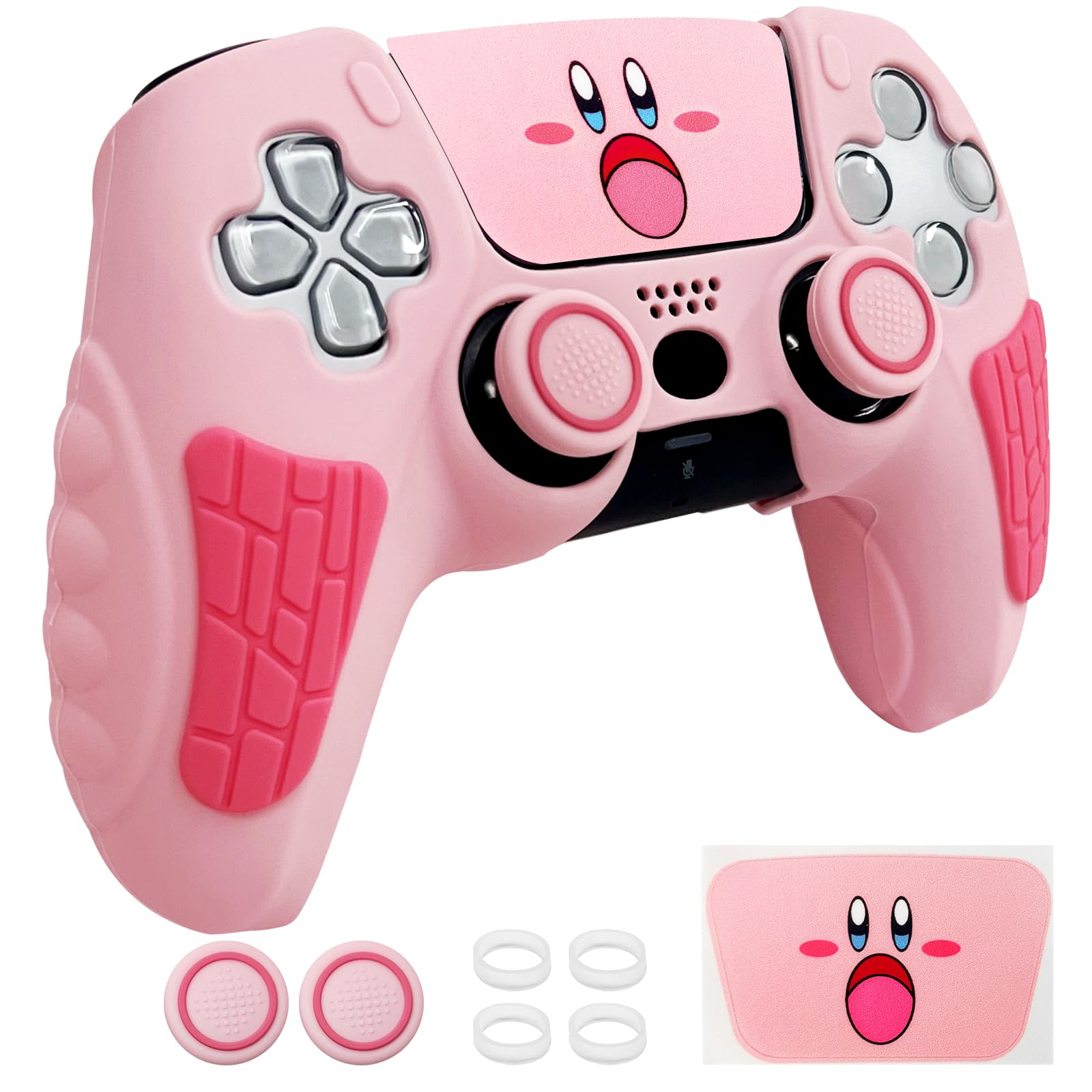 Pink Anti Slip PS5 Controller Skin Set Soft Protective Controller Cover Case for PlayStation 5 Slim Pro Control