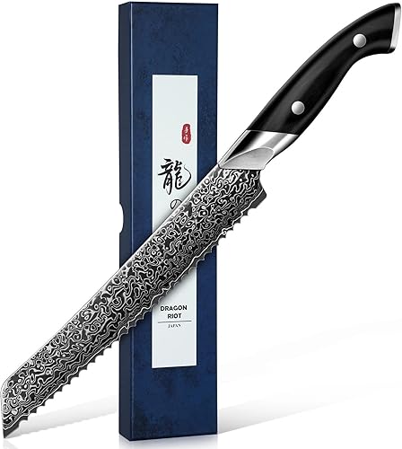 Miniatura 8 de DRAGON RIOT - Cuchillo de chef japonés, cuchillo Santoku de Damasco con núcleo de acero VG10, cuchillos de cocina ultra afilados hechos a mano con