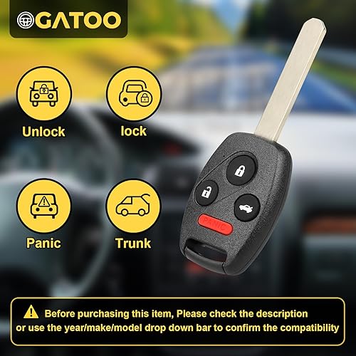 Miniatura 2 de Llavero de repuesto para Civic 2006 2007 2008 2009 2010 2011 2012 2013, N5F-S0084A 99589ST N5F-A05TAA