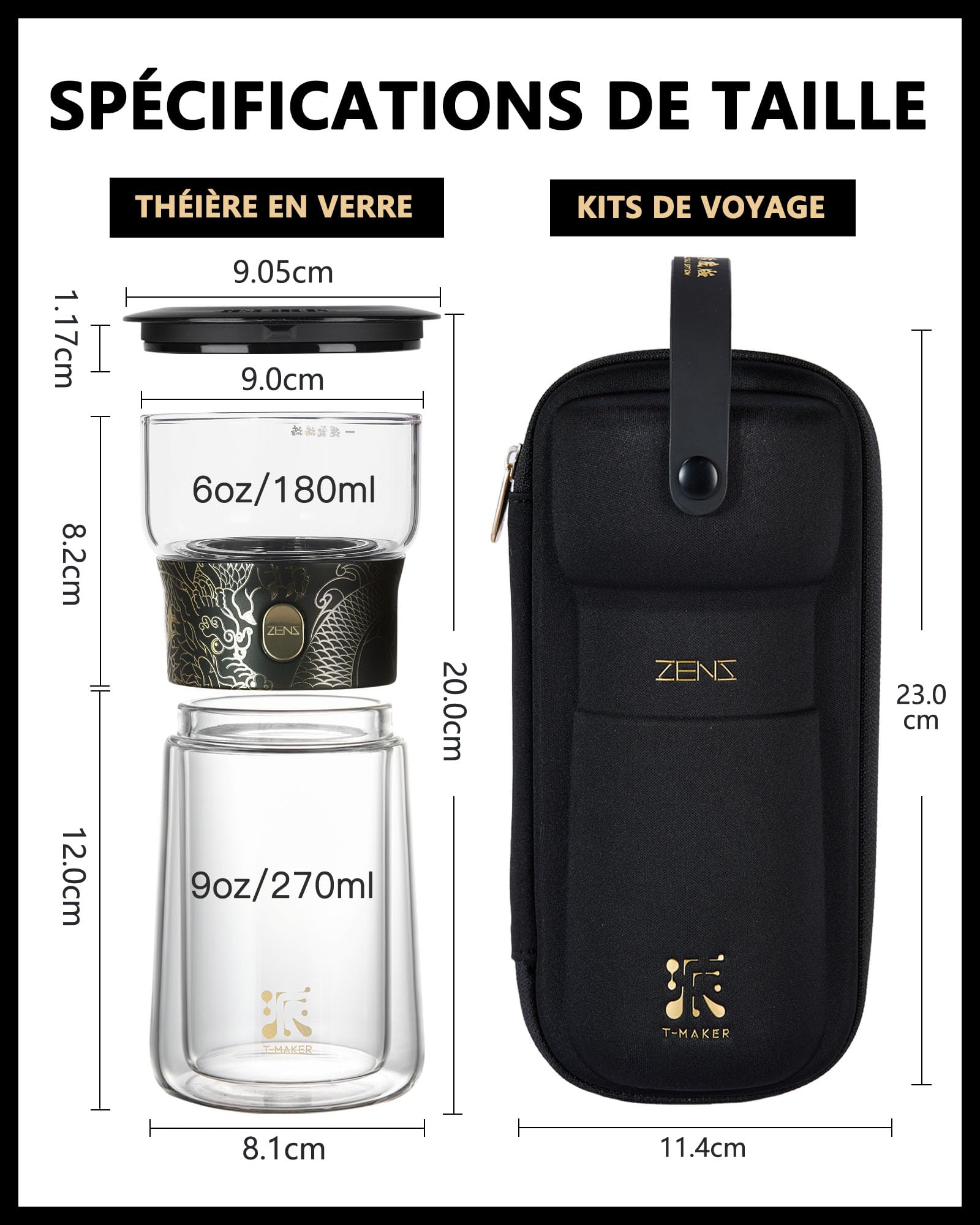 ZENS theiere con infusor, mágico de un solo toque tetera de cristal para té de hojas sueltas sin daños, máquina de té fresca con taza térmica y bolsa de té portátil, para regalo
