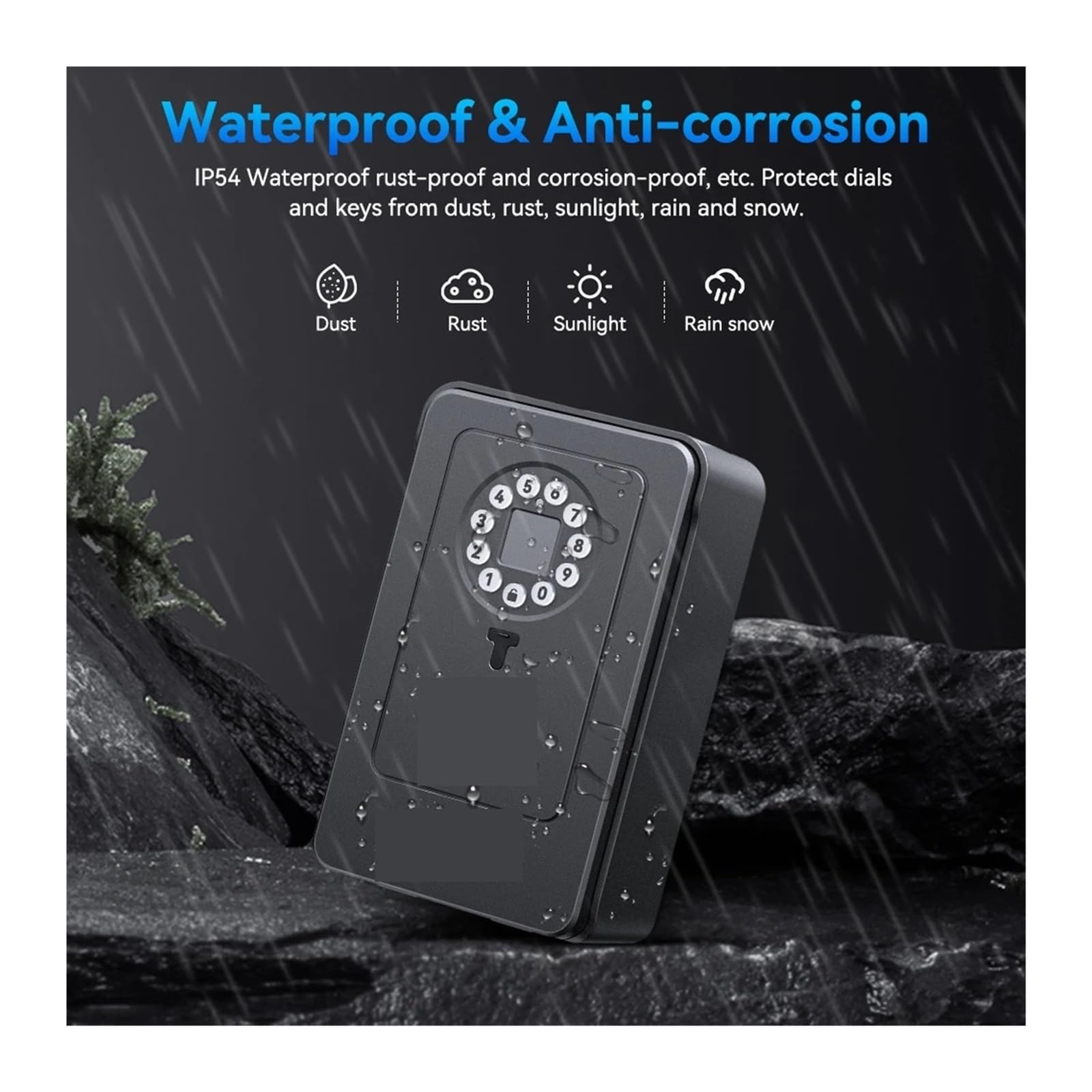 Sejf, Hasło Bluetooth Skrzynka na klucze Zabezpieczenie przed kradzieżą Blokada z użyciem linii papilarnych Bezpieczeństwo Zewnętrzna wodoodporna ściana