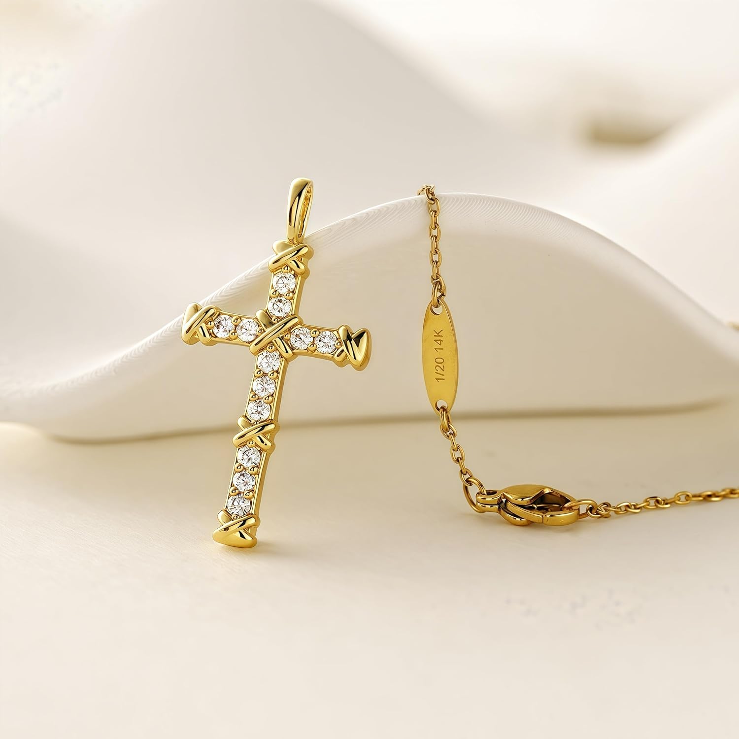 14K Gold Cross Necklace for Women,Gold Filled Sterling Silver Cross Necklace CZ Diamonds Crucifix Pendant Necklaces,Religious Jewelry Gift for Easter Christmas Mother's Day Birthday Daily Wear - Image 9