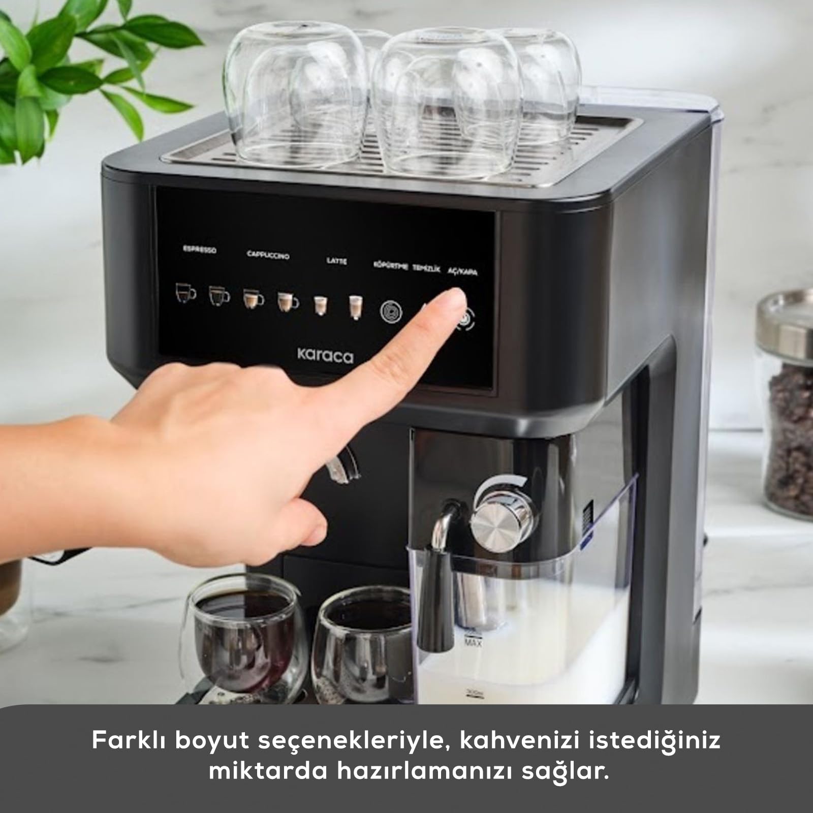Karaca MyCaffe Barista S10 Entegre Süt Hazneli, Espresso, Latte ve
