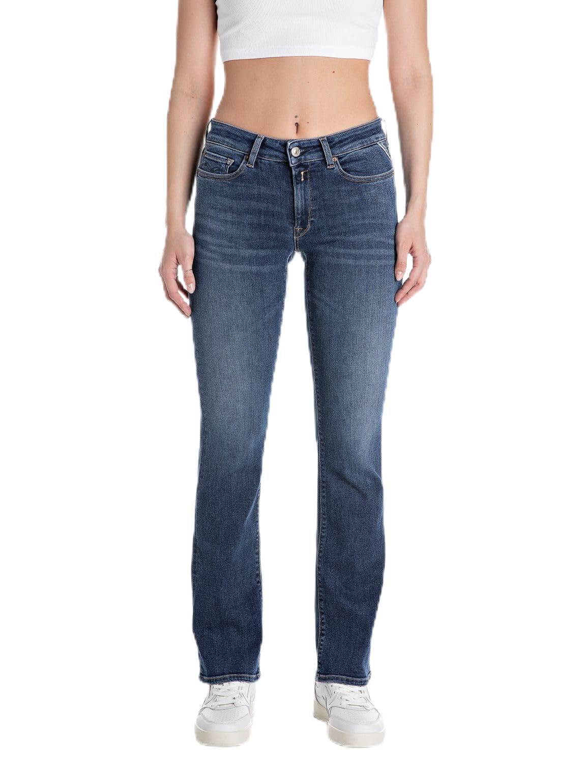 Replay Women's New Luz Bootcut Jeans, 007 Dark Blue, 29W x 30L