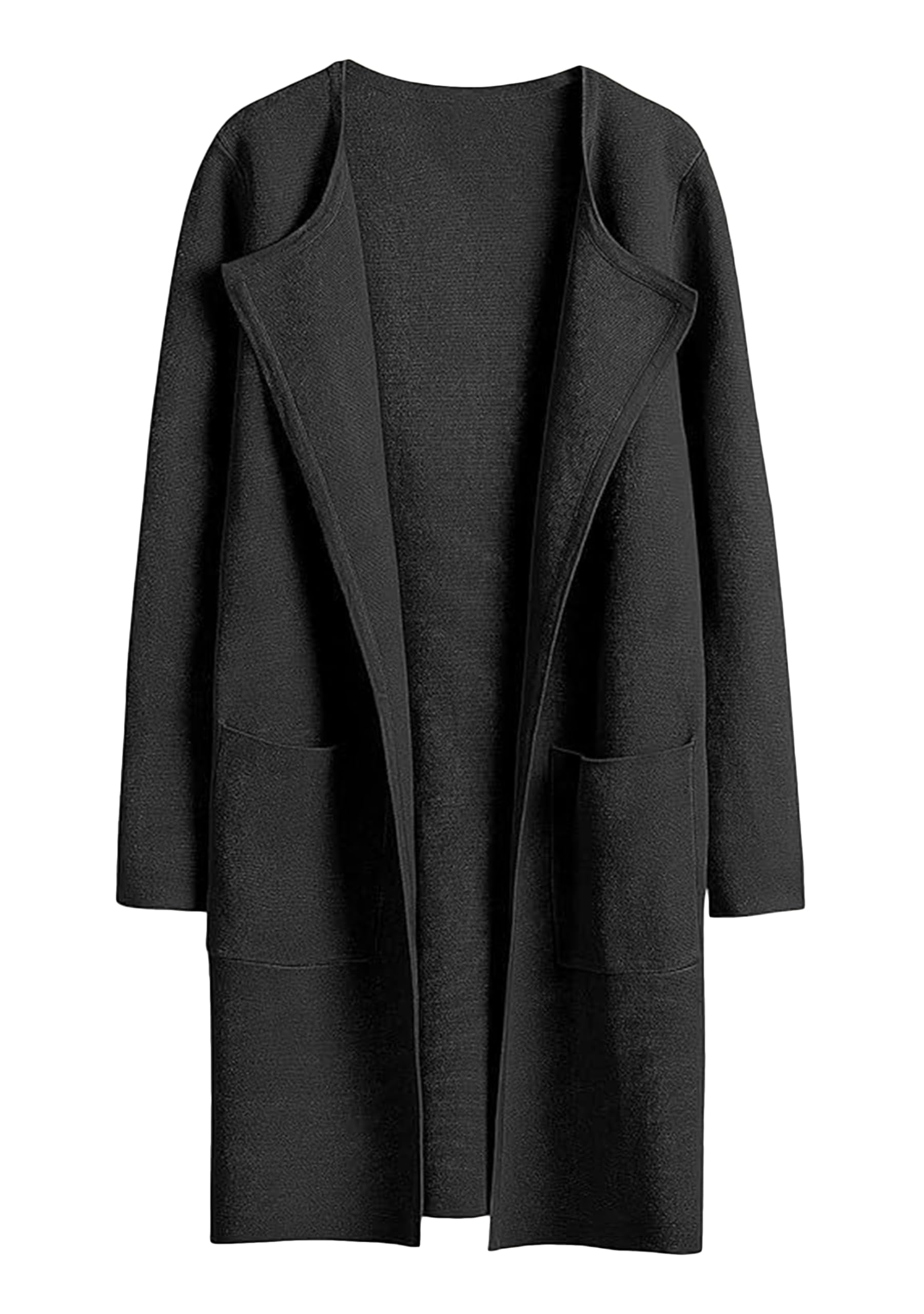 Women Draped Open Front Casual Cardigan Solid Color Elegant Coat Dressy Fall Winter Pea Coat
