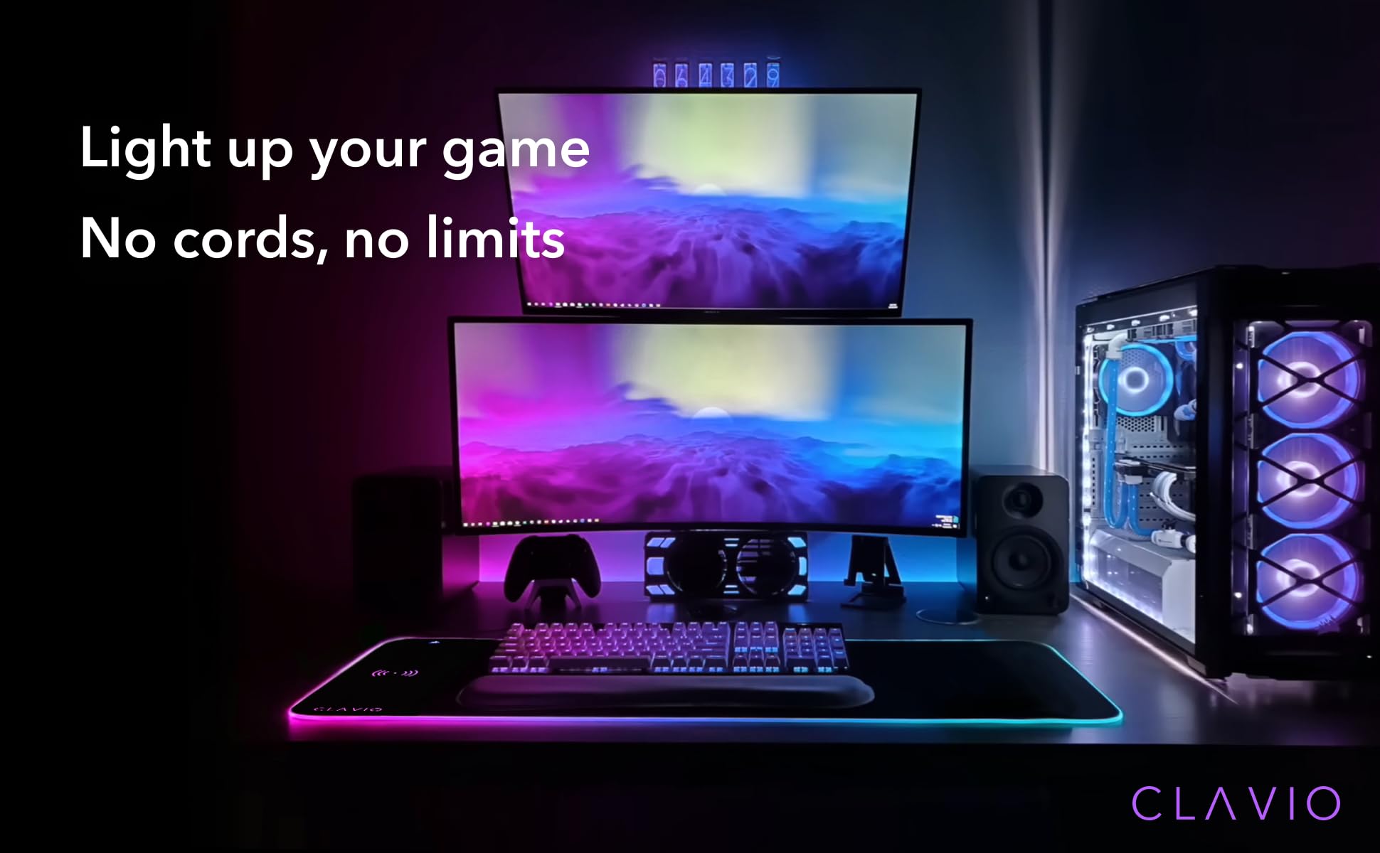 Tappetino per mouse da gioco RGB con ricarica wireless da 15 W, tappetino per mouse a LED, 80 x 30,5 cm, base in gomma antiscivolo, 10 modalità di illuminazione, tappetino da scrivania RGB per