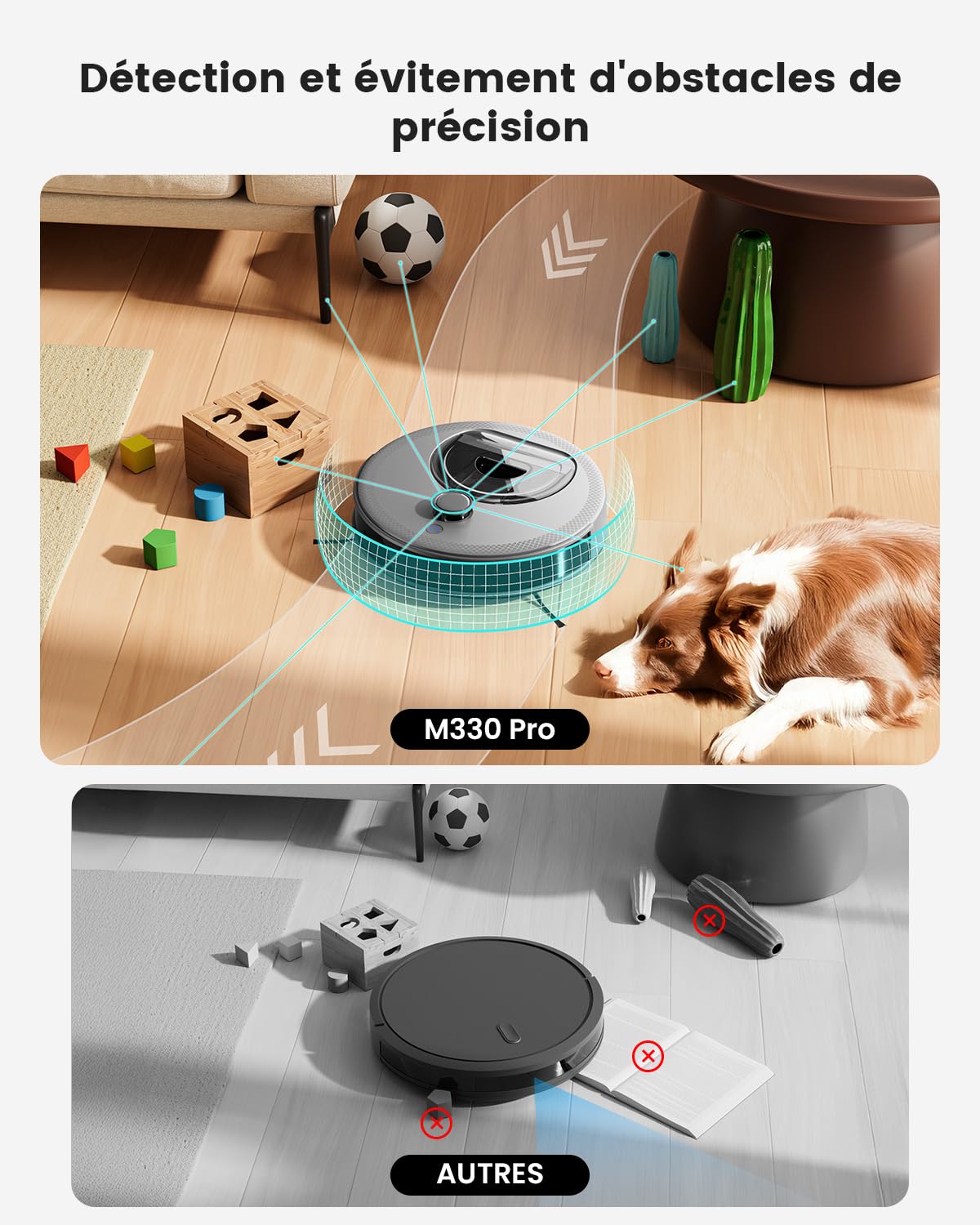 Lefant M330 Pro Robot Aspirateur Laveur 3 en 1, Aspirateur Robot 5000Pa d'Aspiration, Navigation dToF, Cartographie, Zones Virtuelles, Évitement d'obstacles PSD, 150min, Connecté par Alexa/APP/WiFi
