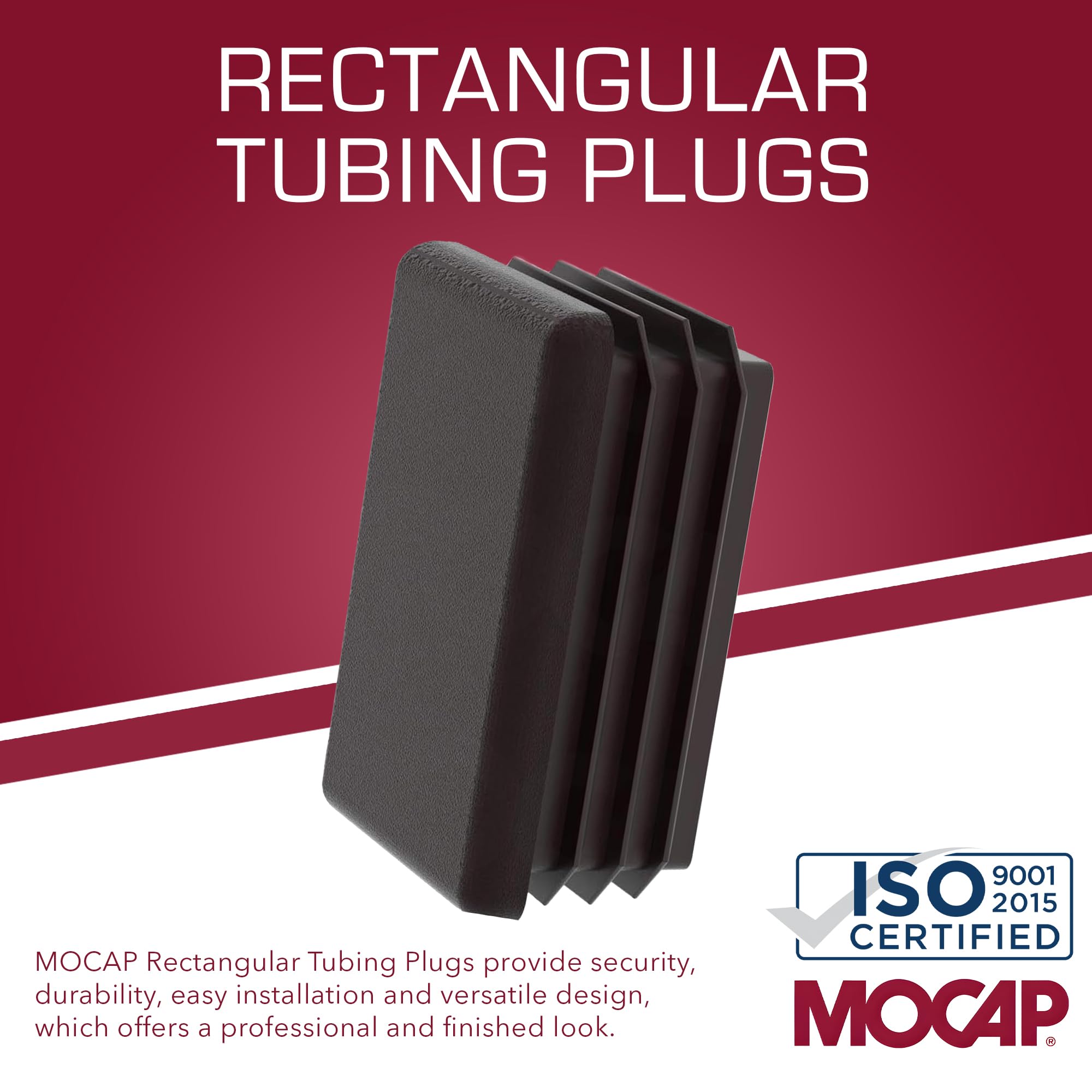 MOCAP Black Rectangular Tubing Plug - Flat Tube Wall: .165-.203