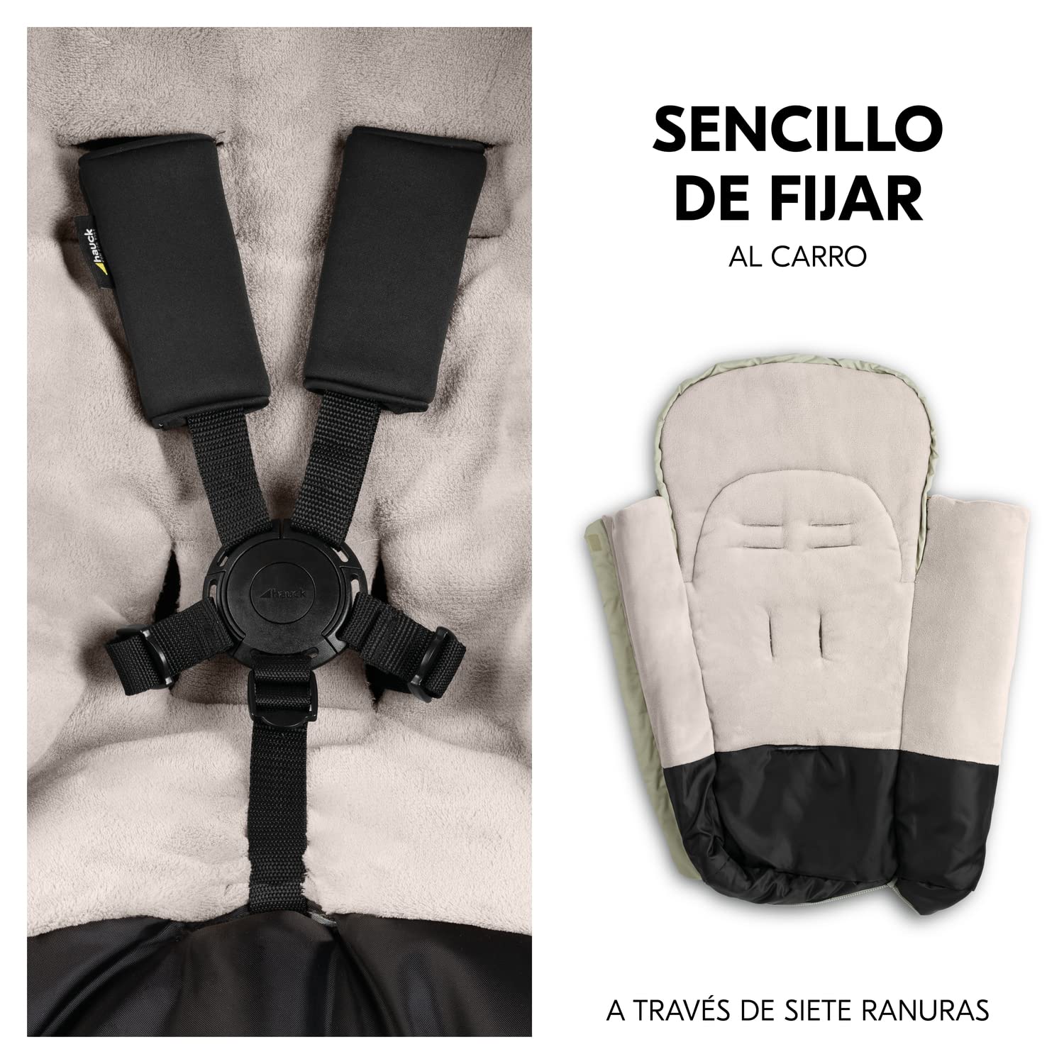 hauck Sacos de Silla de Bebe para Carritos de Bebe y Remolques de Bicicleta, Saco Termico con Forro Polar, Ranuras Arnés, Saco Bebe, Cremallera Bidireccional