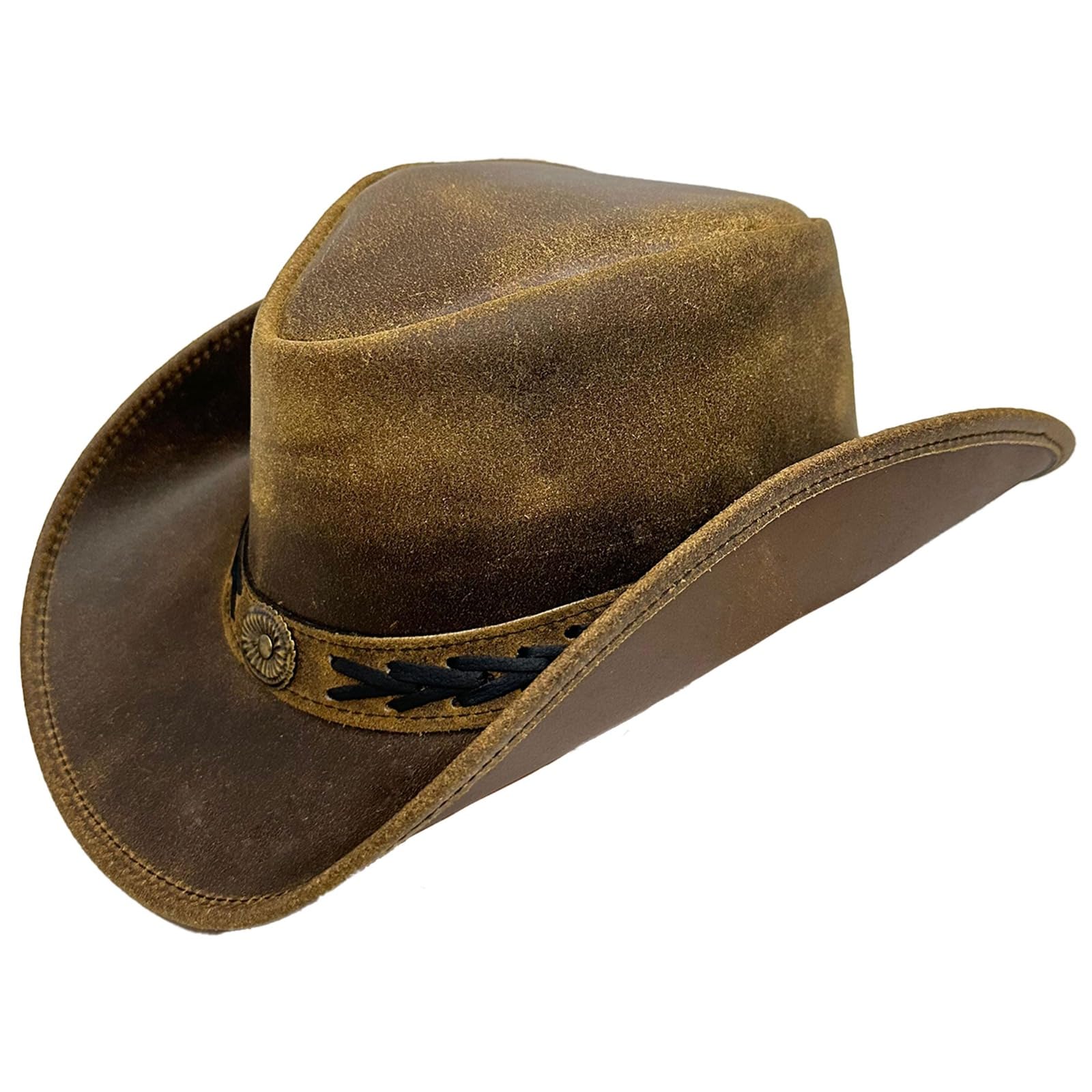 strength zones Leather Cowboy hat for Men & Women Durable Handcrafted Lightweight Shapeable Western Hats for Men (US, Alpha, Large, Tan)