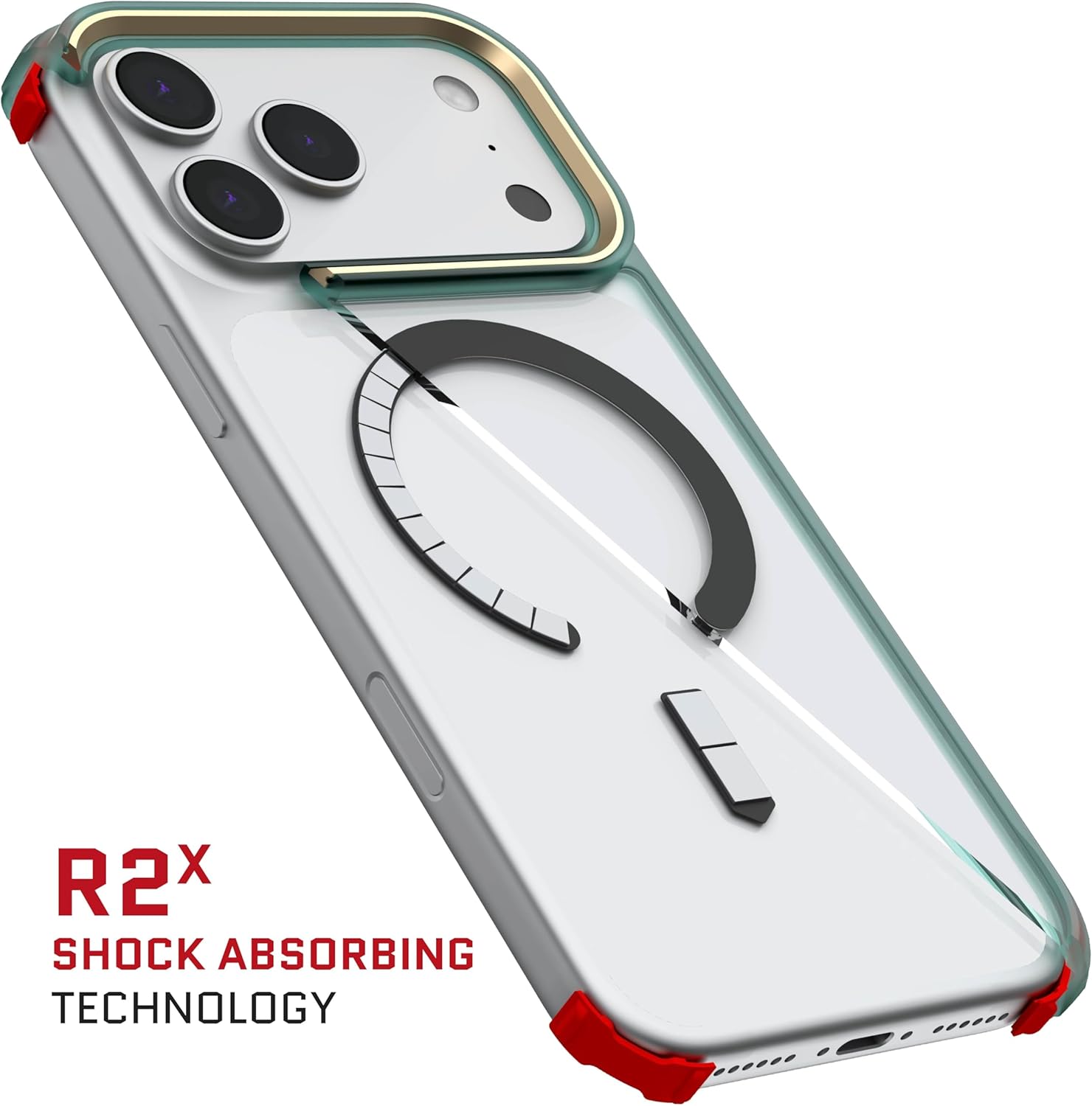 Ghostek Covert iPhone 17 Pro Max Clear Case - Compatible with MagSafe Accessories, Shockproof Silicone, Minimalist Phone Cover (6.9 Inch, Teal)
