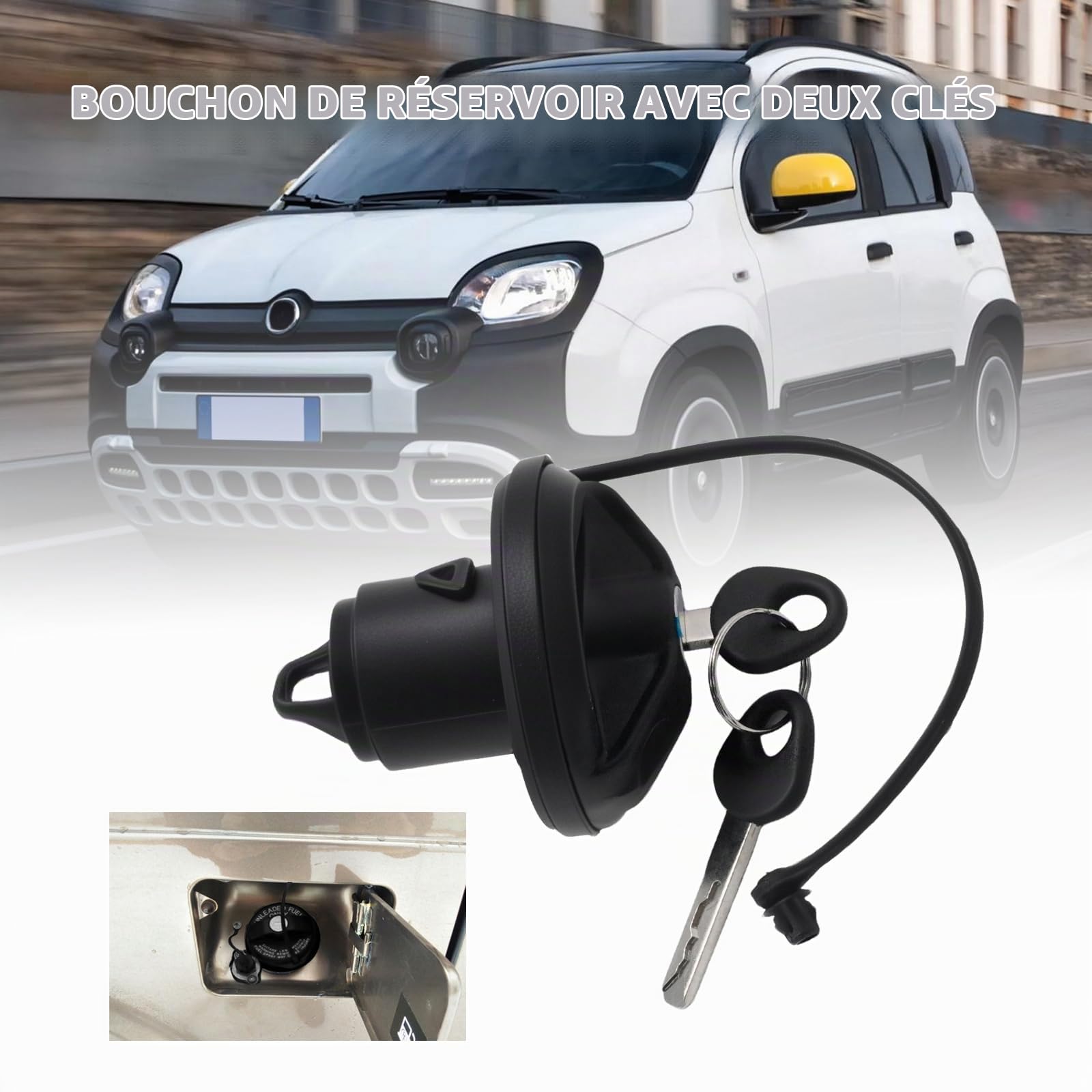71802520 Bouchon de réservoir avec deux clés, remplacement pour Fiat Panda 169, remplacement pour Fiat 500, remplacement pour Fiat Grande Punto