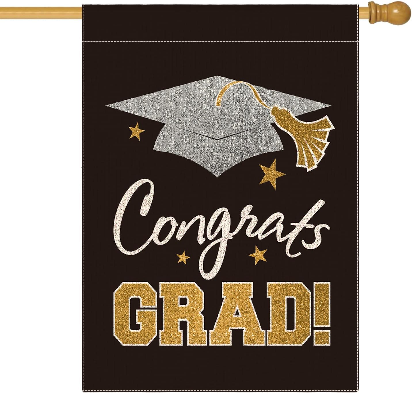AVOIN colorlife Diploma Cap Congrats Grad House Flag Double Sided, Class Of 2023 Graduation Yard Outdoor Decoration 28 x 40 Inch