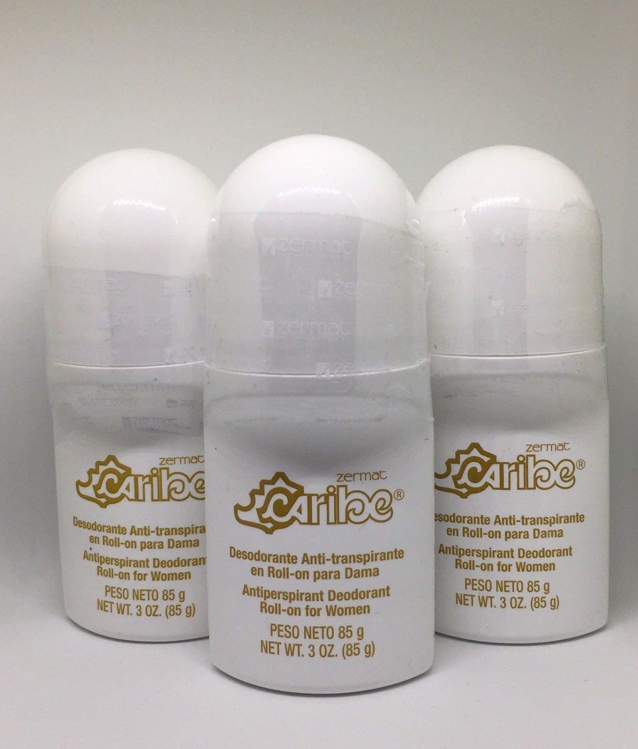 Zermat Perfumed Roll On Deodorant Caribe For Women Dama SET DE 3 Desodorantes