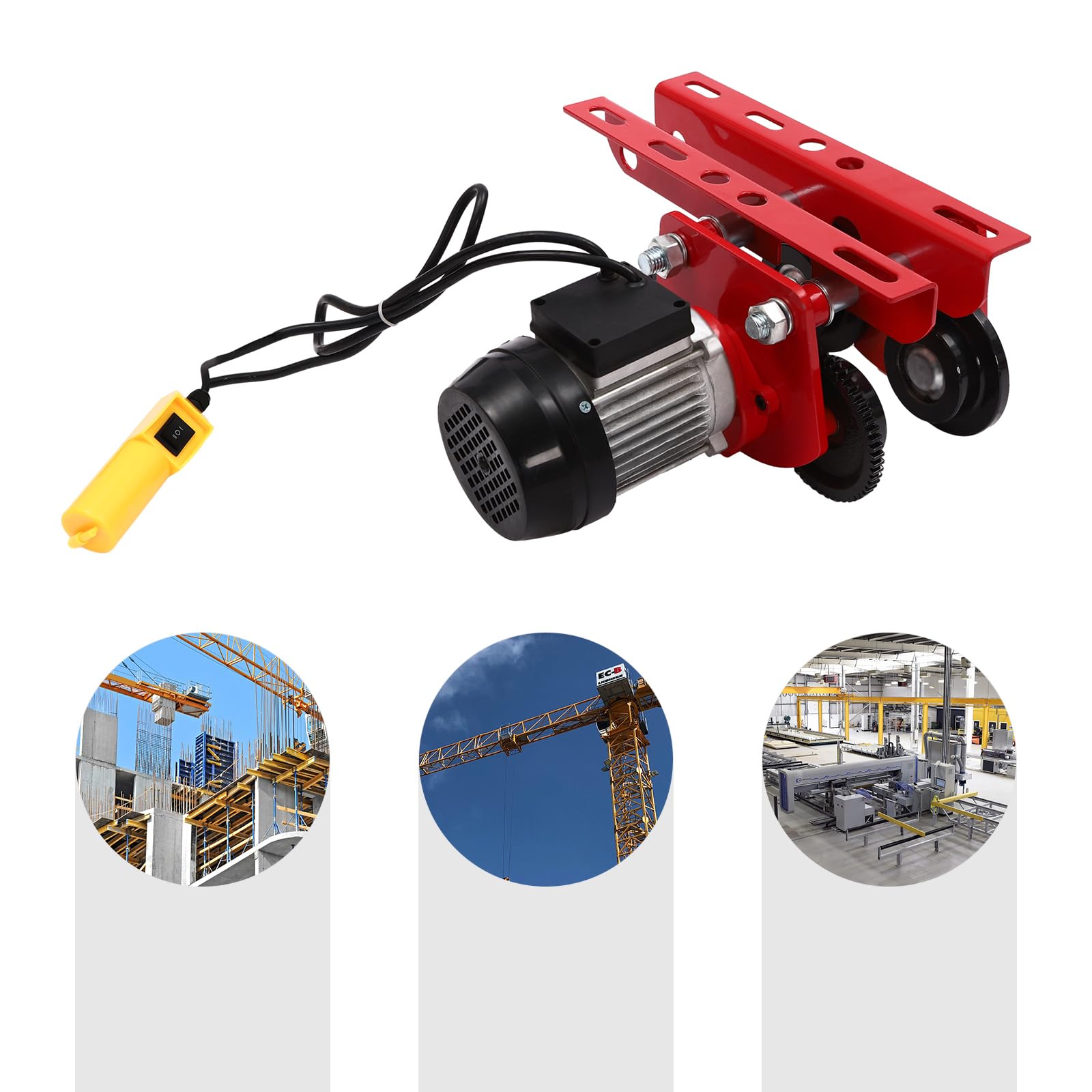 Mini elektryczna wciągarka linowa 370 W 1T do belek dwuteowych 68-120 cm | Ze stali Q235 i HT200, wytrzymały silnik, prędkość jazdy 10 m/min, do hal fabrycznych, magazynów i placów budowy