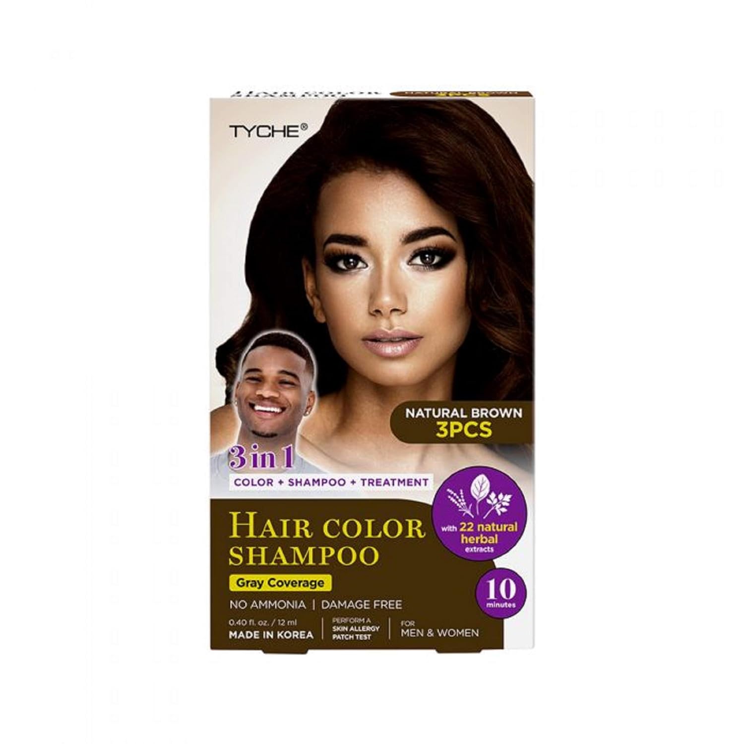 TYCHE Champú de color para el cabello (marrón natural)