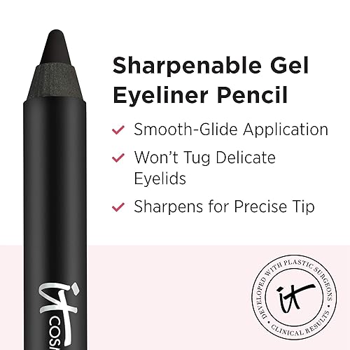 Vista 3 de IT Cosmetics Superhero No-Tug Gel Eyeliner – Impermeable Fórmula Mezclable – Uso todo el día – Lápiz de ojos afilable – 0.042 onzas Marrón brillante