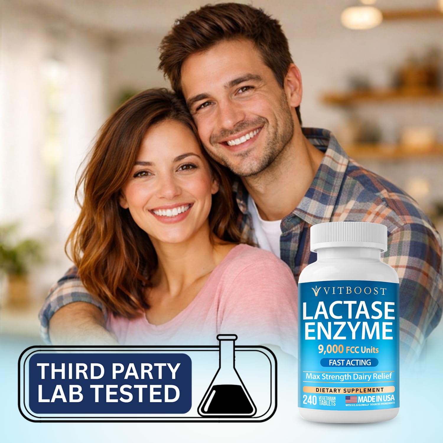 Lactase Enzyme 9,000 FCC Units - Lactose Intolerance Relief 240 Tablets — Amazon image 8